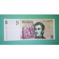 Банкнота 5 песо Аргентина 2003 - 2013 г.