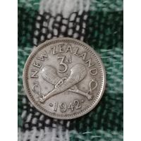 Новая Зеландия 3 пенса 1942 серебро