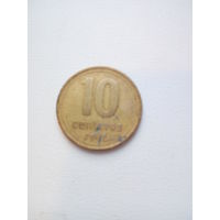 10 сентаво 1992 Аргентина КМ#107 алюминиевая бронза