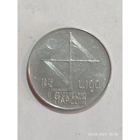 Италия 100 лир юбилейные 1974 года .
