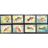 8 марок 1977 год Вьетнам Золотые рыбки Беззубцовки