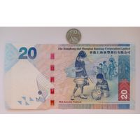 Werty71 Гонконг 20 долларов 2016 UNC банкнота Лев Дети