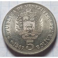 Венесуэла 5 боливаров, 1987      ( 7-5-2 )