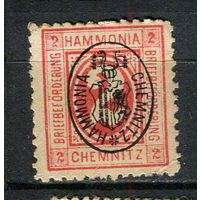 Германия - Хемниц - Местные марки - 1887 - Надпечатка (черн.) Герб на 2Pf - [Mi.12aa] - 1 марка. MH.  (Лот 103CS)