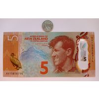 Werty71 Новая Зеландия 5 долларов 2015 UNC банкнота Хойхо желтоглазый пингвин