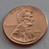 1 цент США 2001 D,  AU