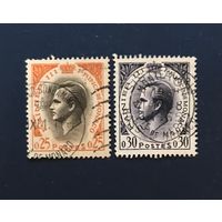 Монако 1960 год Стандарт Принц Ренье III Серия 2 марки Mi:657,658 Гашеные