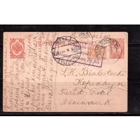 Беларусь-1915, почтовая карточка из Витебска в Данию, Цензура