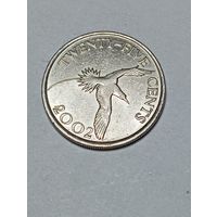 Бермуды 25 центов 2002 года .
