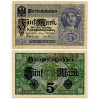 Германия. 5 марок (образца 1917 года, P56b, aUNC)