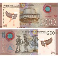 НИКАРАГУА 200 кордоба 2022 год UNC (полимер)