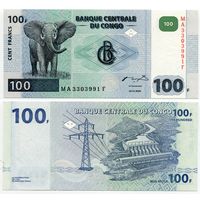 Конго. 100 франков (образца 2000 года, P92A, HdM, UNC)