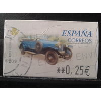 Испания 2001 Автоматная марка Ролс Ройс 1919 г. 0,25 евро Михель-2,0 евро гаш