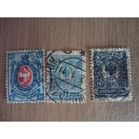 3 марки Российской Империи. СК 39, 99, 100.