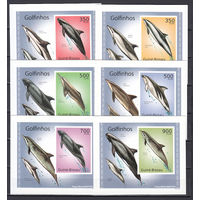 Фауна. Дельфины. Гвинея-Бисау. 2010. 6 блоков (картон). Michel N 5025-5030 (- е)