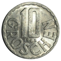 Австрия 10 грошей, 1965