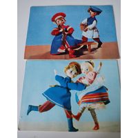 2 открытки серии "Русский сувенир" 1968г.художник Р.Спасская