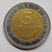 Боливия 5 боливиано 2010 г