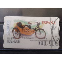 Испания 2003 Автоматная марка Мотоцикл 1954 г. 0,01 евро Михель-1,5 евро гаш