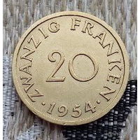 Германия Саар 20 франков 1954 года. Саарленд / Саарланд.