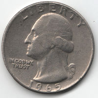 Монета (доллар)QUARTER DOLLAR LIBERTY 1965 года  Перевертышь (77)