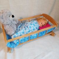 Колыбелька для куклы люлька калыска зыбка кроватка СССР дерево массив колыбель кровать кукольная мебель