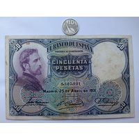 Werty71 Испания 50 песет 1931 банкнота