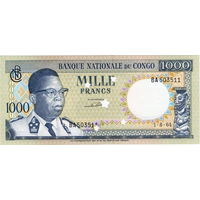 Конго, 1 000 франков, 1964 г., UNC оригинальная перфорация. Не частый