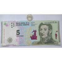 Werty71 Аргентина 5 Песо 2015 UNC банкнота