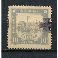 Германия - Гисен - Местные марки - 1888 - Замок 10Pf с надпечаткой креста - [Mi.29] - 1 марка. Чистая без клея.  (Лот 91CQ)