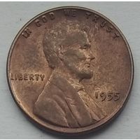 США 1 цент 1955 г. Без отметки монетного двора
