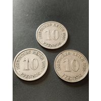 10 пфеннигов - 1897 А, 1900 А, 1908 Е