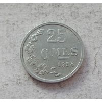 Люксембург 25 сантимов 1954
