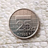 25 центов 1985 года Нидерланды. Королева Беатрис.