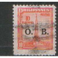 Марка из серии 1947г. Филиппины "Памятник Андресу Бонифачо" с надпечаткой 1948г. "служебная"