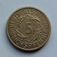 Германия - Веймарская республика 5 рейхсфеннигов. 1924. A