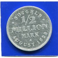 Германия 1/2 миллиона марок 1923 J , Гамбург , Нотгельд