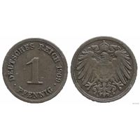 YS: Германия, Рейх, 1 пфенниг 1909D, KM# 10