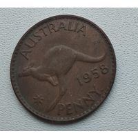 Австралия 1 пенни, 1958 - точка,  Перта 5-14-7