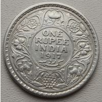Британская Индия 1 рупия 1917, серебро
