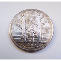 США,25 центов,квотер2001Р,штат Вермонт
