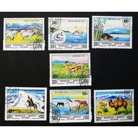 Монголия 1982 г. Животные и ландшафты. Фауна, полная серия из 7 марок #0084-Ф2P15