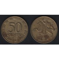 Литва km108 50 центов 2000 год (f
