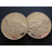 Майотта. набор из 2 монет = 1 франк 2018 год "Динозавры: Диплодок, Игуанодон"