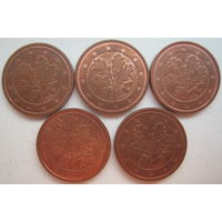 Германия 2 евроцента 2006 г. (A) (D) (F) (G) (J). Цена за 1 шт.
